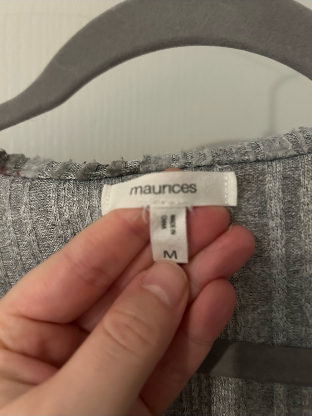 Maurices Light Gray Ribbed Knit Top - Picture 2 of 2